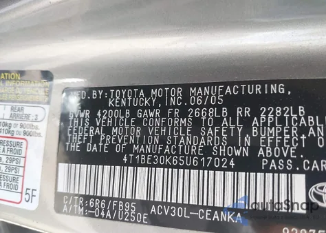 2005 Toyota Camry Le from USA, damaged, VIN 4T1BE30K65U617024